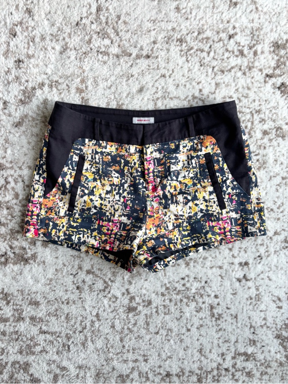 Miss Sixty Y2K/2010s Low-rise Multicolor Abstract Print Short Shorts (XS)